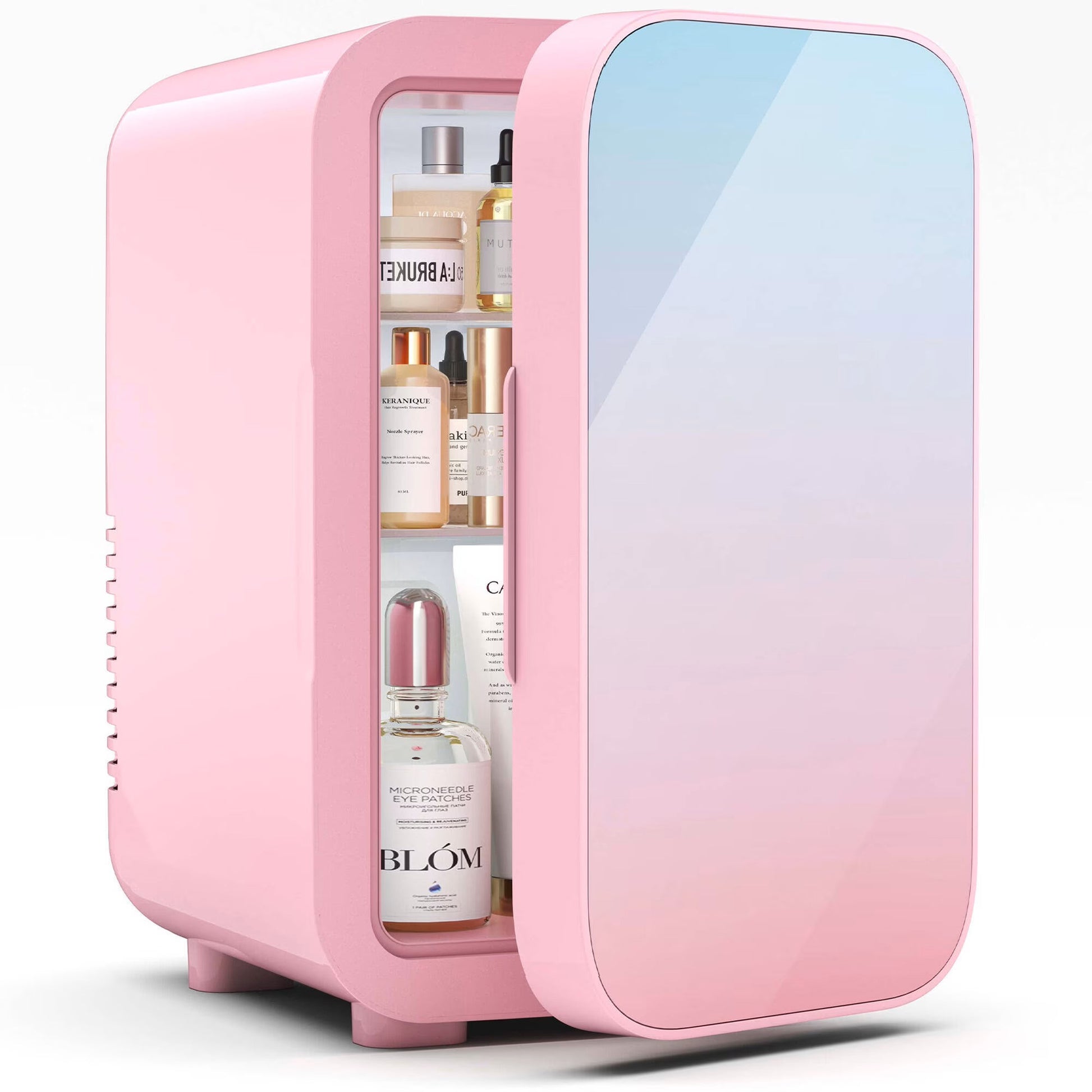 BEICHEN Mini Fridge, 6 Liter/8 Can Skincare Fridge, 110V AC/DC Portable Thermoelectric Cooler & Warmer Refrigerators for Bedroom, Dorm, Office, Car, Pink
