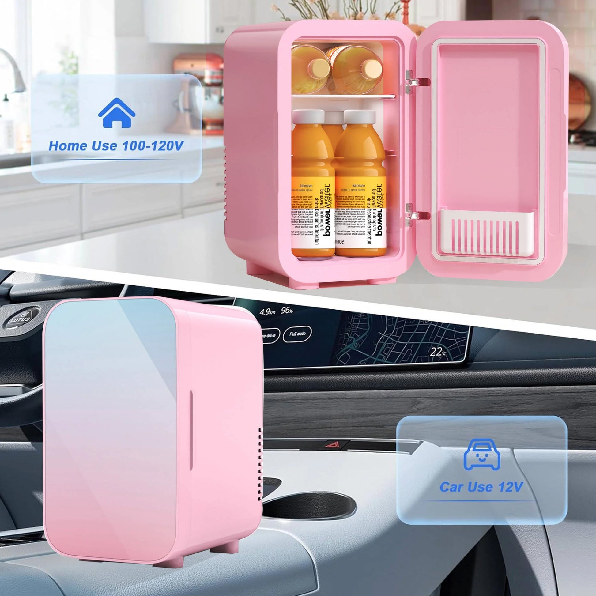 BEICHEN Mini Fridge, 6 Liter/8 Can Skincare Fridge, 110V AC/DC Portable Thermoelectric Cooler & Warmer Refrigerators for Bedroom, Dorm, Office, Car, Pink