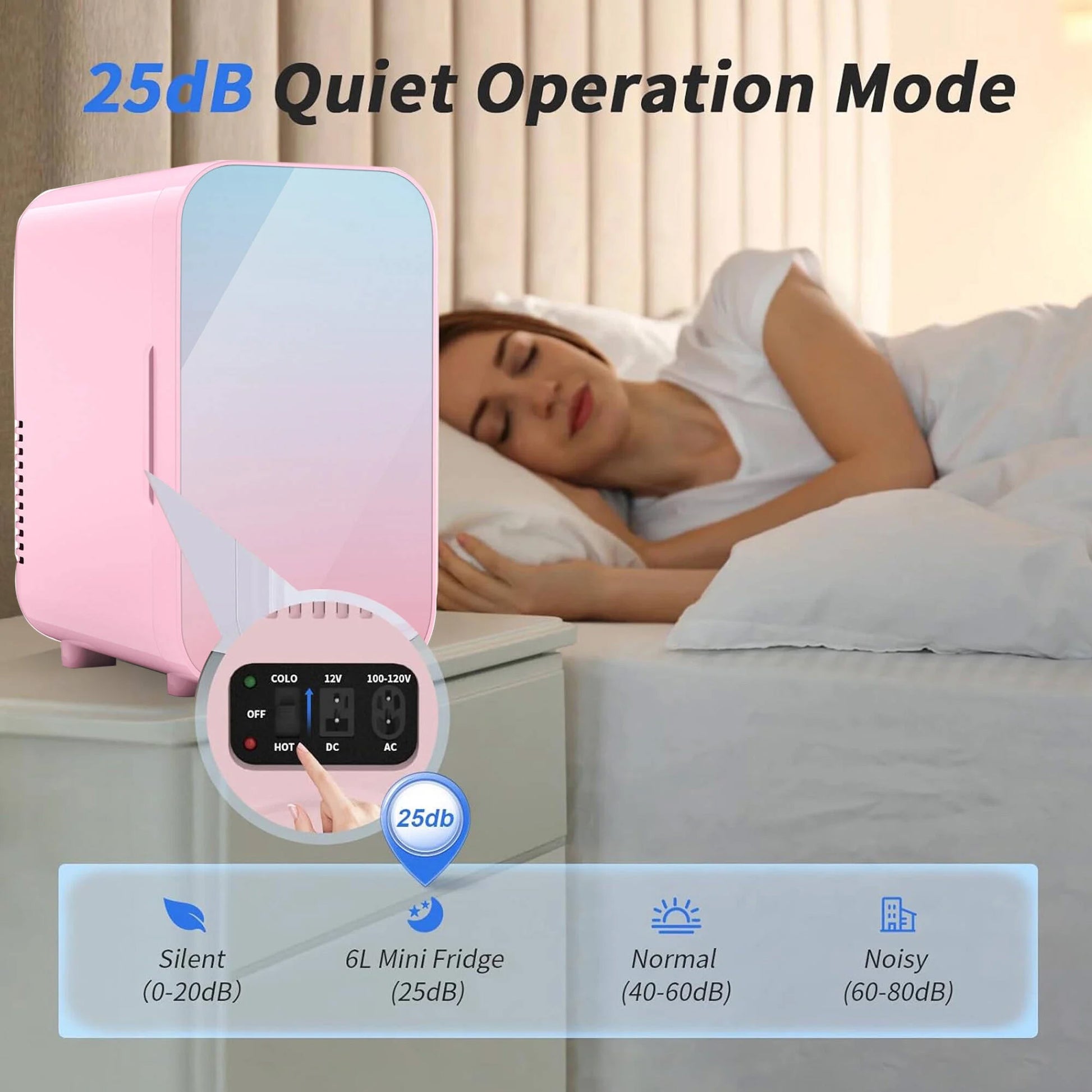 BEICHEN Mini Fridge, 6 Liter/8 Can Skincare Fridge, 110V AC/DC Portable Thermoelectric Cooler & Warmer Refrigerators for Bedroom, Dorm, Office, Car, Pink