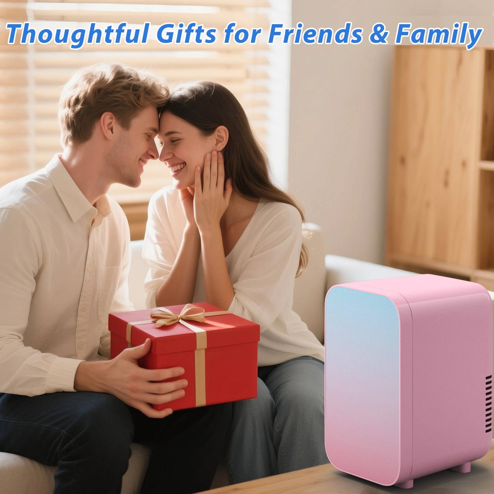 BEICHEN Mini Fridge, 6 Liter/8 Can Skincare Fridge, 110V AC/DC Portable Thermoelectric Cooler & Warmer Refrigerators for Bedroom, Dorm, Office, Car, Pink