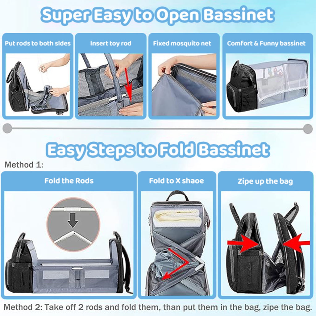 Morfone Baby Diaper Bag Backpack with Changing Station, Large Capacity Baby Bag, Waterproof Travel Backpack with USB Charging Port, Stroller Straps , Baby Shower Gifts