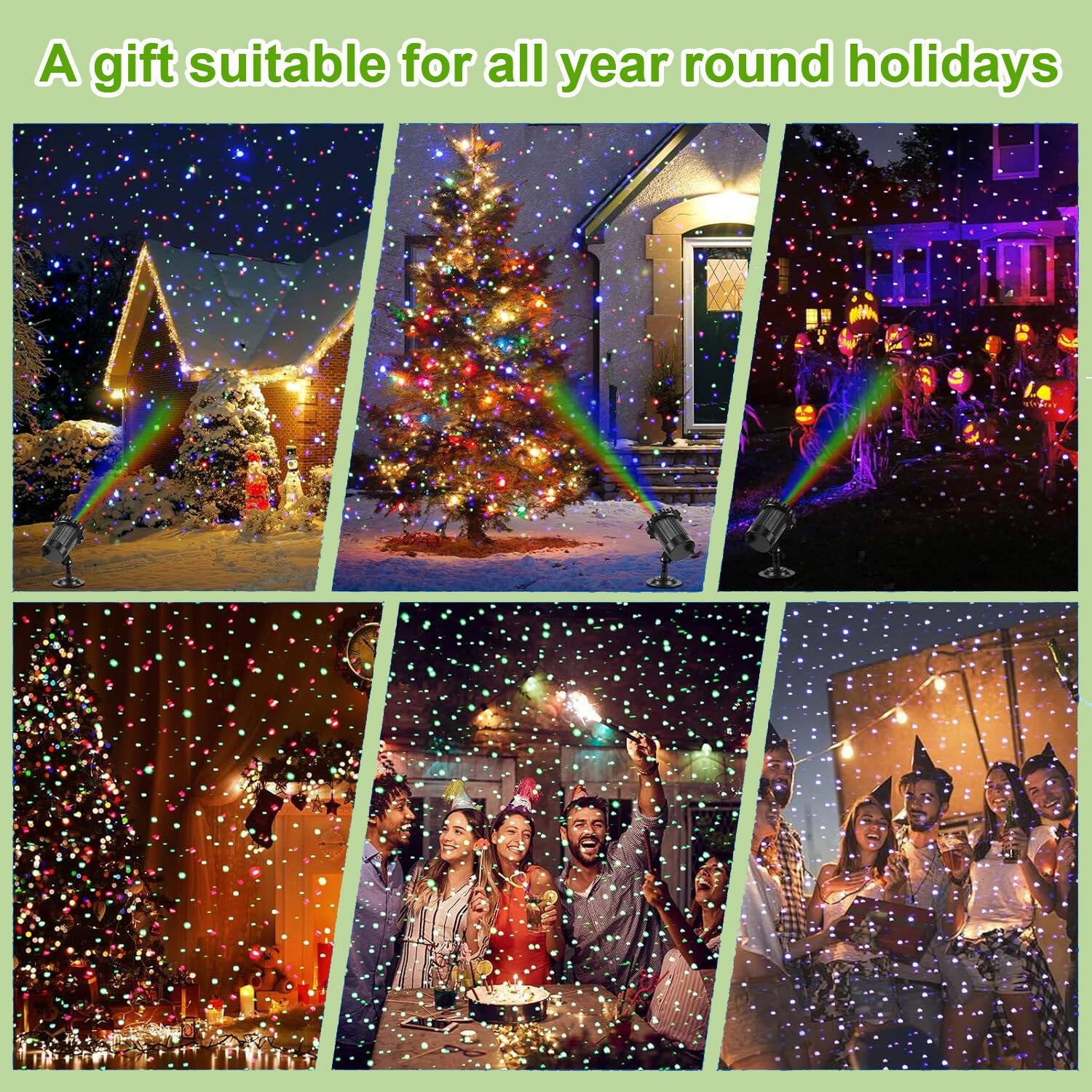 ACMETOP Laser Christmas Projector Lights Outdoor, RGB Firefly Laser Lights with Remote Control, Waterproof Christmas Decorations Outdoor Indoor for Wedding Halloween New Year Holiday Party