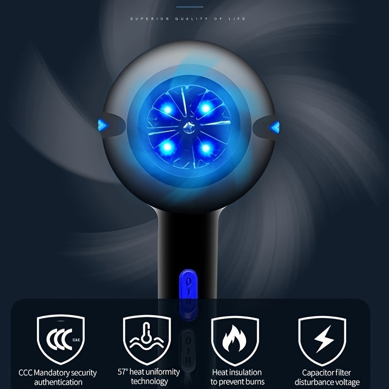 Morfone 12pcs-in-1 multi-function hair dryer with comb and hair clips, featuring high power and capable of both heating and cooling.