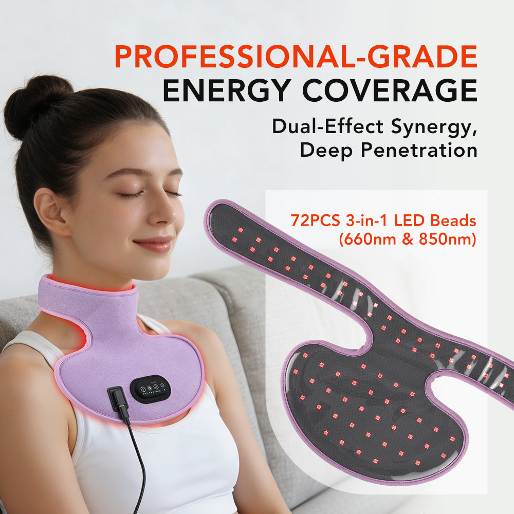 Morfone 72 LED 660nm+850nm near infrared Red Light Therapy Portable Wrap for Neck Pain Relief
