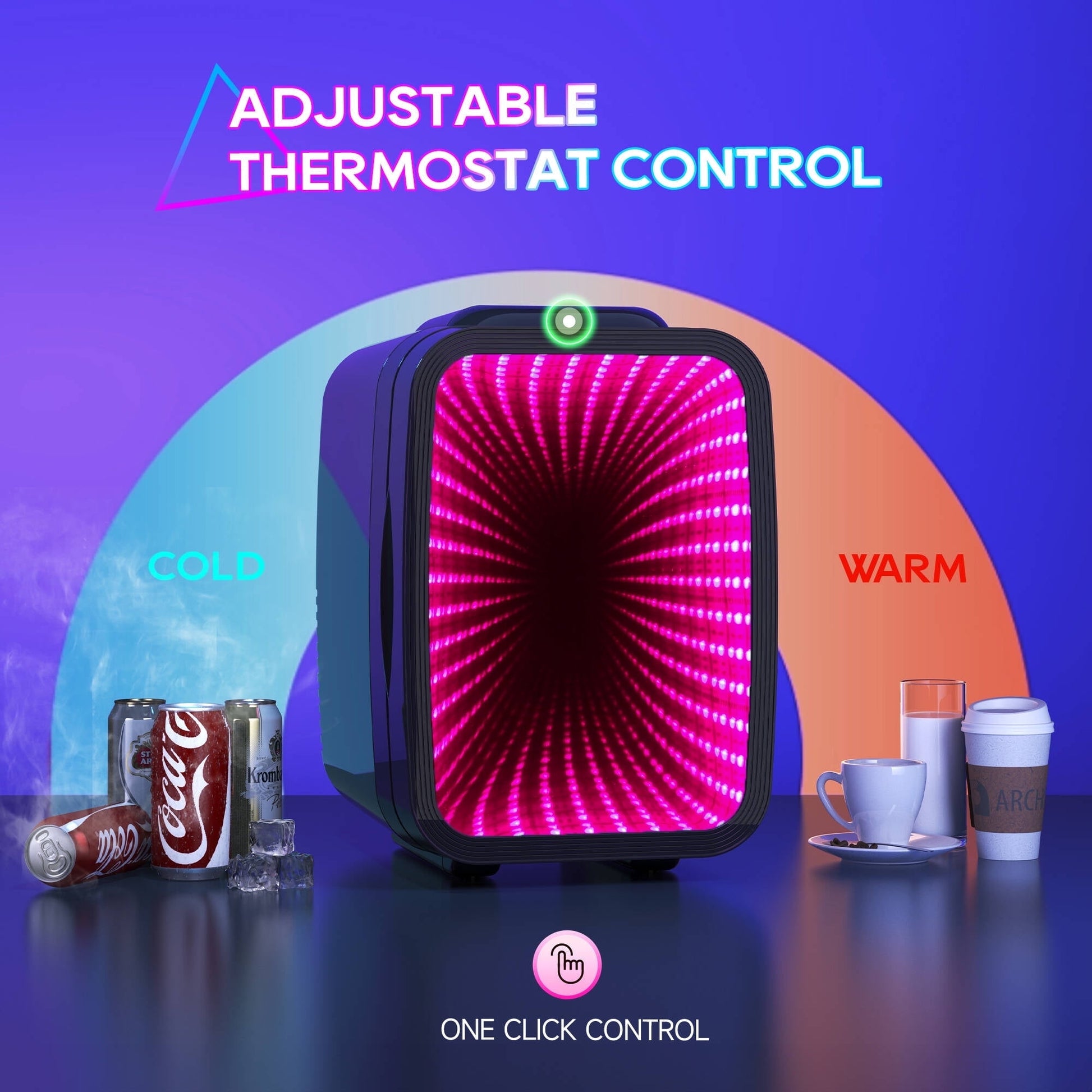 ACMETOP Mini Fridge, 4 Liter/6 Cans Small Refrigerator With Dimmable LED Light,AC/DC Portable Thermoelectric Cooler and Warmer for Bedroom,Office,Gaming room and Car