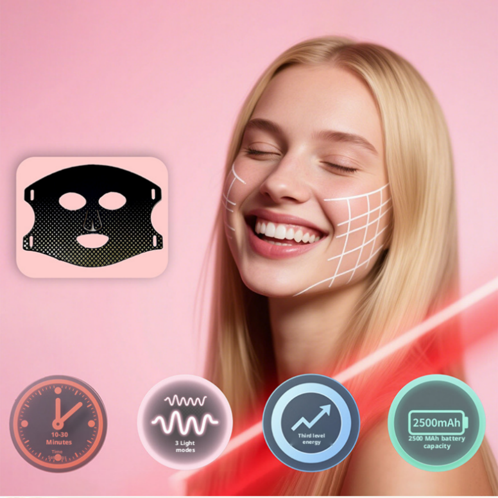 Morfone 72LED 660+850nm Red Light Therapy Mask With Timer Function For Home