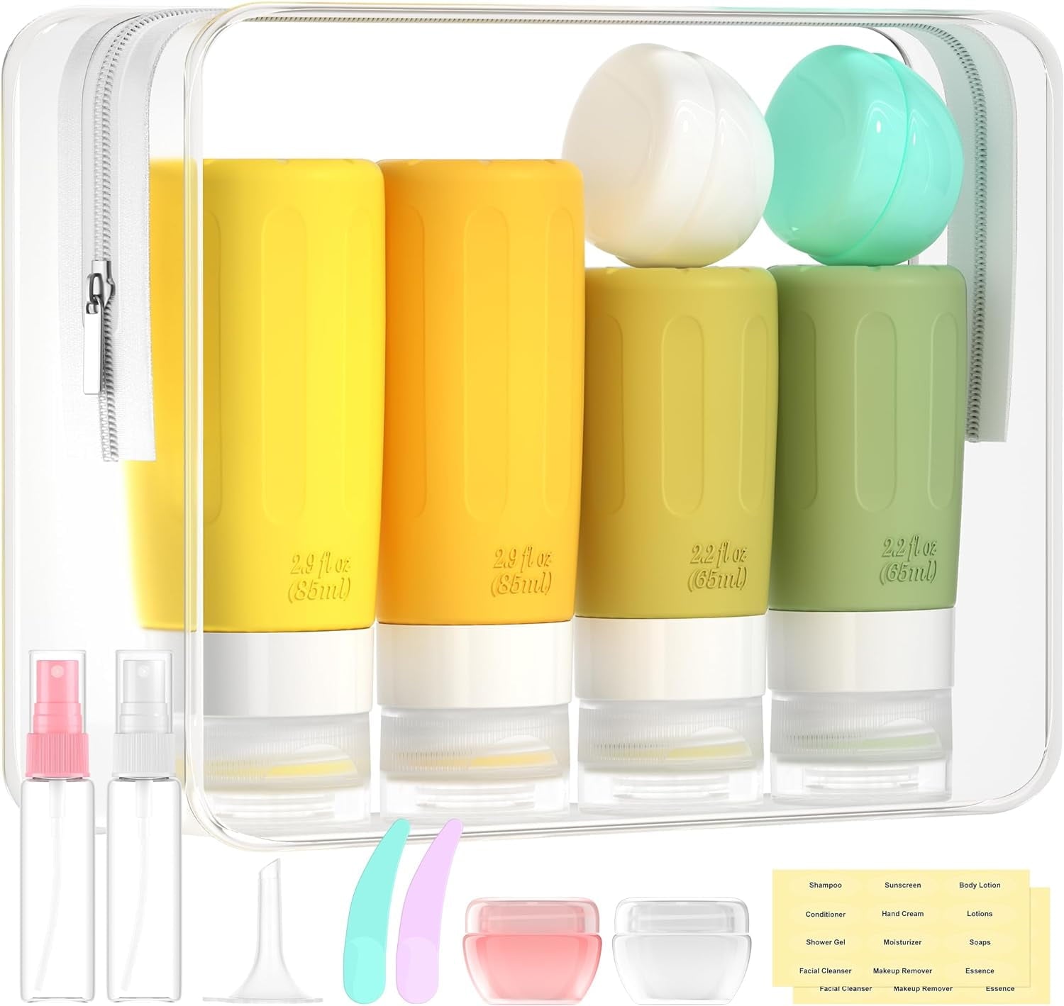 Morfone 16 Pack Travel Bottles for Toiletries, Tsa Approved Leak Proof Travel Size Containers, BPA Free Refillable Travel Accessories for Shampoo Conditioner Lotion