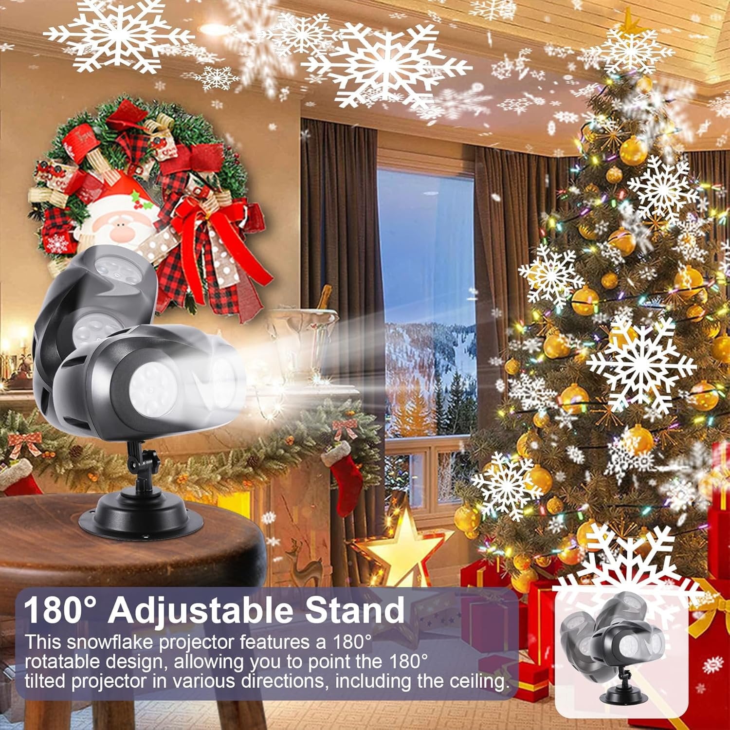 ACMETOP Christmas Snowflake Projector Lights Outdoor with Remote Control, Dual-Head Waterproof Christmas Outdoor Lighting Decorations for Indoor Xmas, New Year, Holiday Party