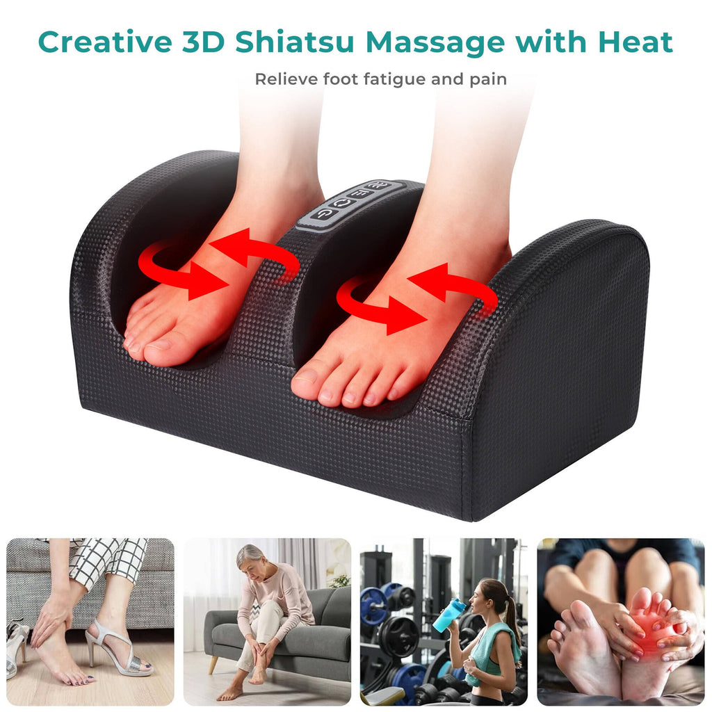 Morfone Shiatsu Foot Massager with Heat, Foot and Calf Massager with Roller, Deep Massage for Relaxation, Gifts for Women & Men, Black