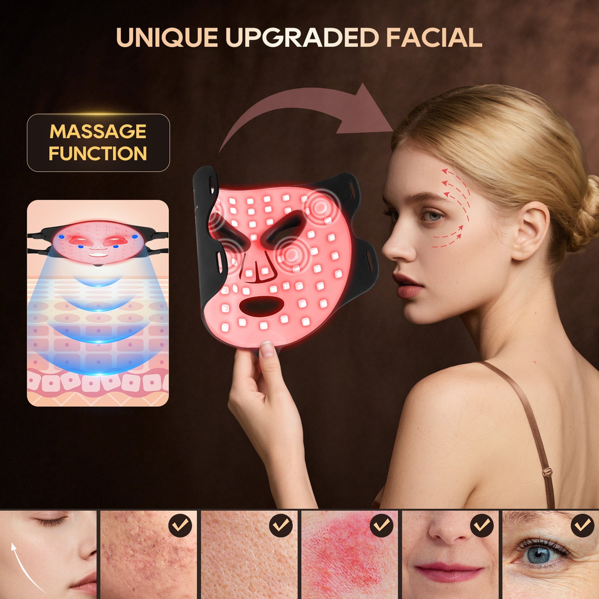 Morfone Red Light Therapy for Face, 4 Modes Led Face Mask Light Therapy with Remote, Portable Light Therapy Mask for Skin Care at Home, Travel