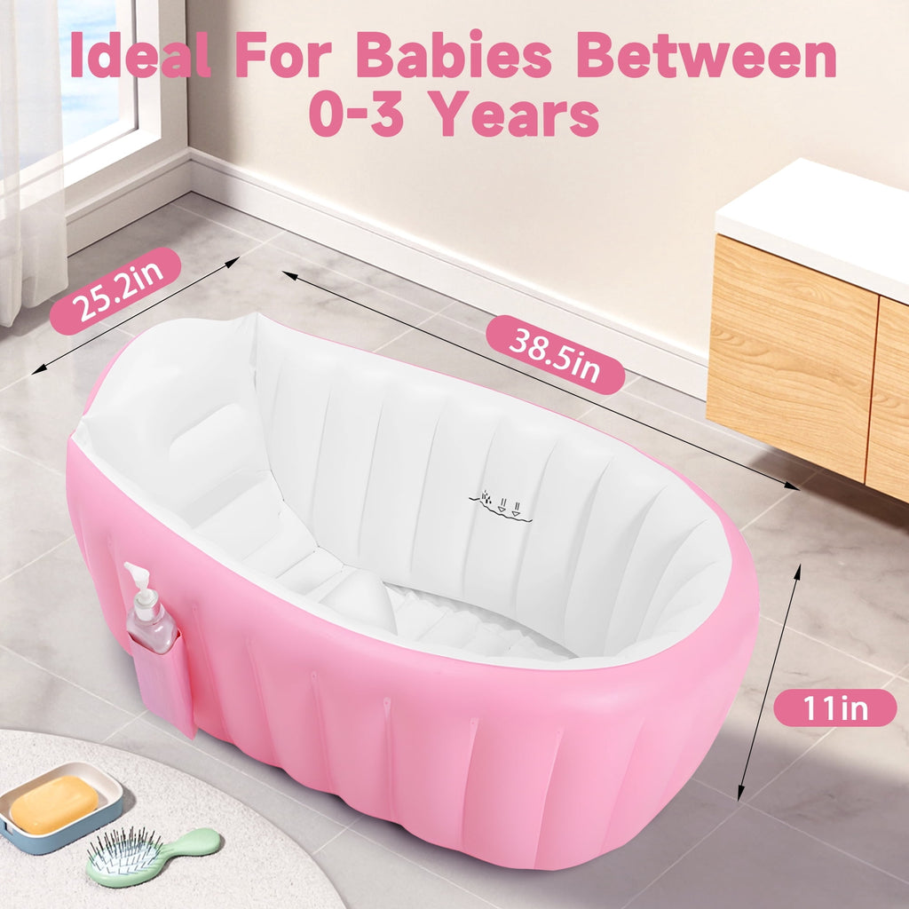 Anoak Inflatable Baby Bathtub for Newborn to Toddler, Portable Travel Infant Baby Bath Tub, Toddler Bathtub with Air Pump, Foldable Non-Slip Shower Basin Collapsible Baby Tub