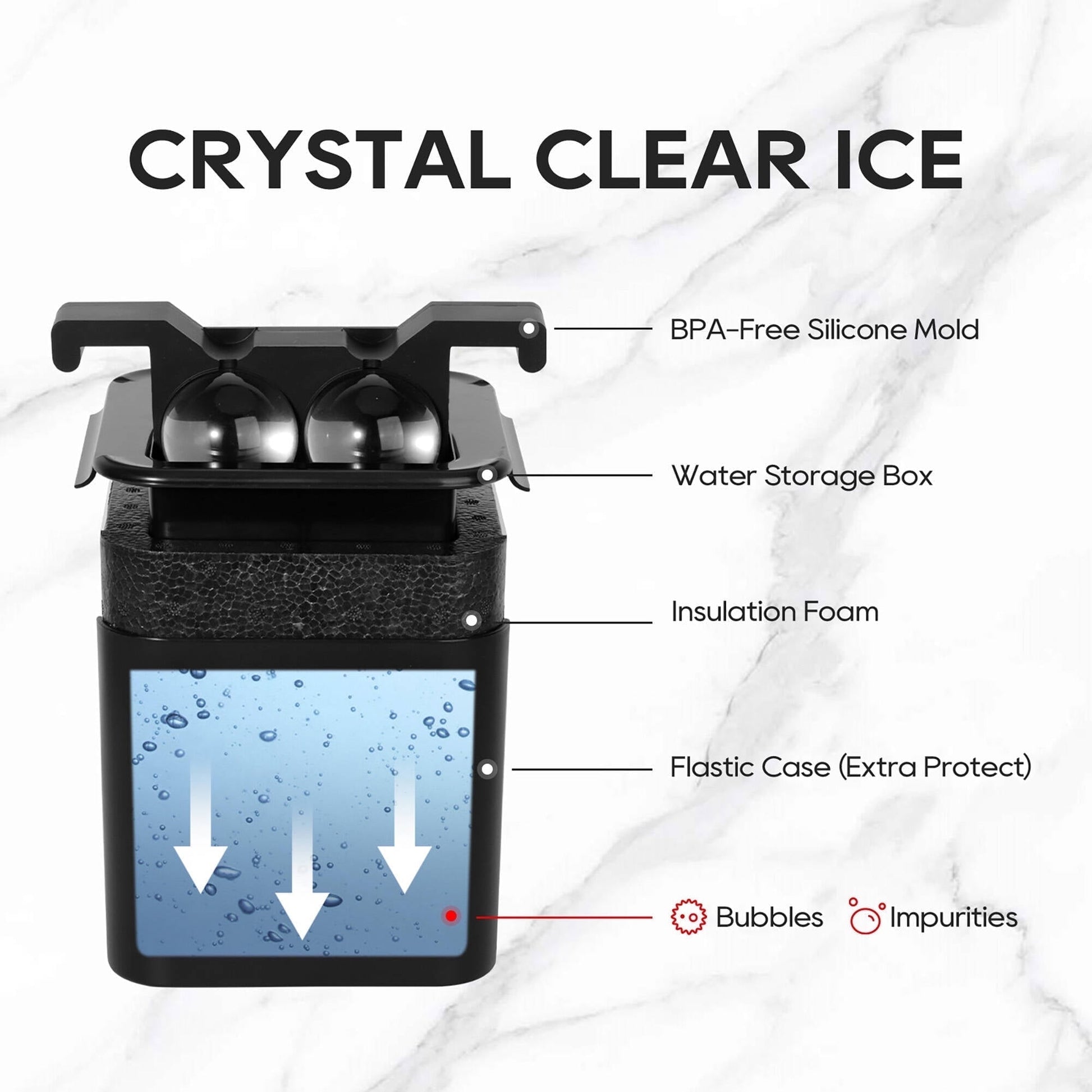 ACMETOP 4-Cavity Clear Ice Ball Maker – 2-Inch Large Crystal Ice Sphere Mold for Whiskey, Bourbon, Cocktails – Gift for Men, Dad, Boyfriend