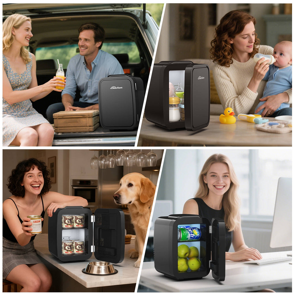 BEICHEN Mini Fridge, 4L/6 Can Small Refrigerator for Bedroom, Car, Office & Dorm,110V AC/ 12V DC Thermoelectric Cooler and Warmer for Cosmetics, Beverage and Food