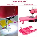 Mini Sewing Machine, Upgraded Electric Sewing Machine with Sewing Bag, Expansion Board, LED Light, Fast Stitch Suitable for Clothes,Jeans,Cutains,DIY Home Travel (Pink)