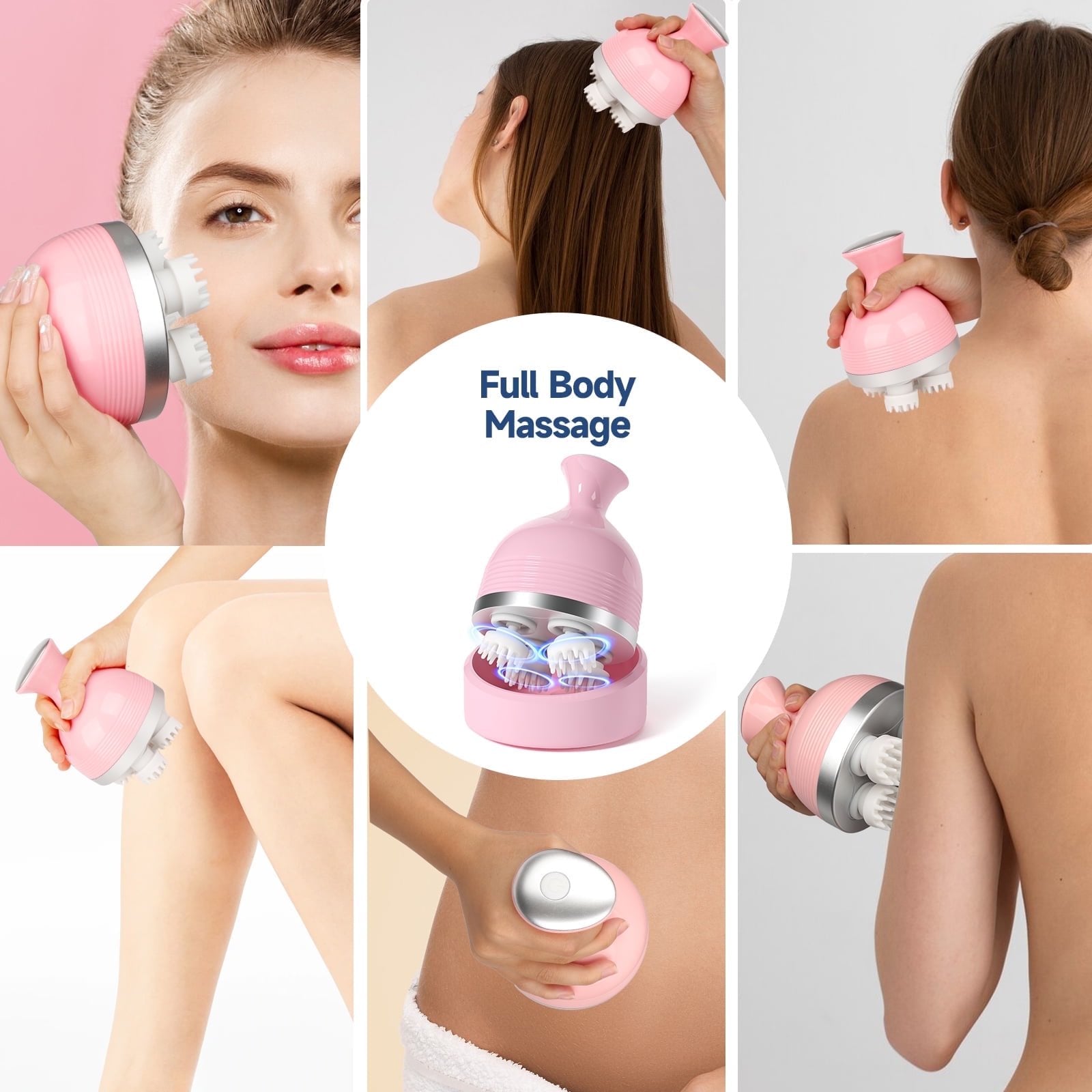 Morfone Electric Head Scalp Massager, IPX7 Waterproof Washable Kneading Electronic Scalp Massager for Cat (Pink)