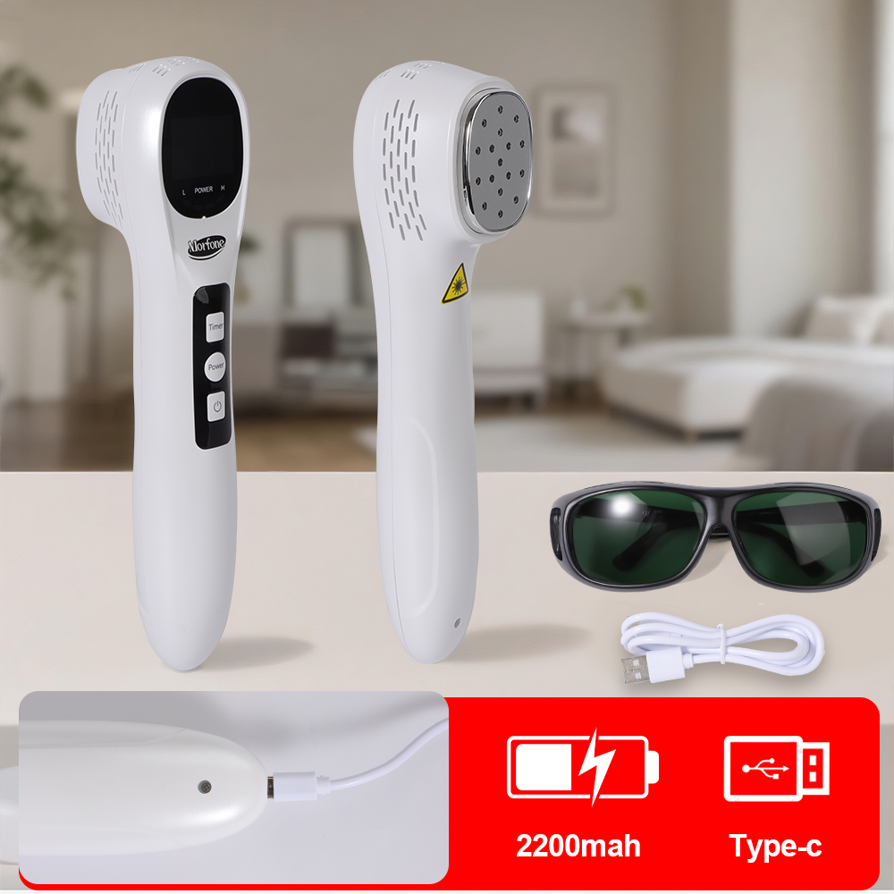Morfone 5 x 808nm + 12 x 650nm Handheld Red Light Therapy Device - Featuring 4 brightness levels and 4 timer settings