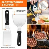 Aisutha 34PCS Griddle Accessories Kit, Flat Top Grill Accessories Set for Blackstone and Camp Chef, Grill Spatula Set with Enlarged Spatulas, Basting Cover, Scraper for Outdoor Barbecue