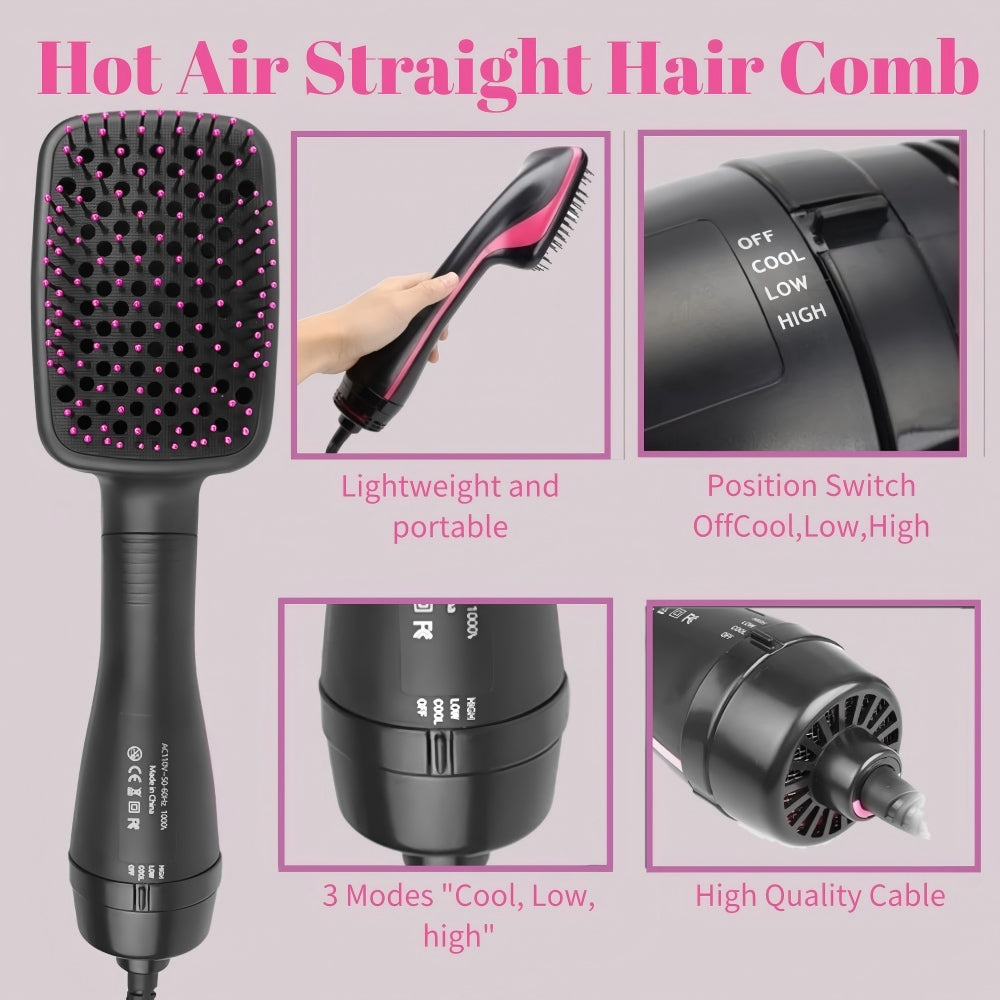 Morfone 3-in-1 Blow Dryer Comb Dries and Smoothes Hair in One Step Negative Ion Hot Air Styling Comb