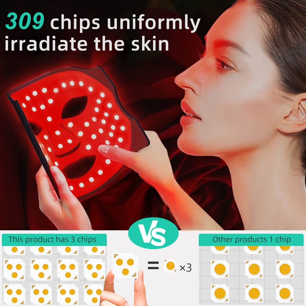 Morfone 7 Color Face and Neck Silicone Red Light Therapy Mask Wireless Hands-Free Anti-Aging Beauty Device