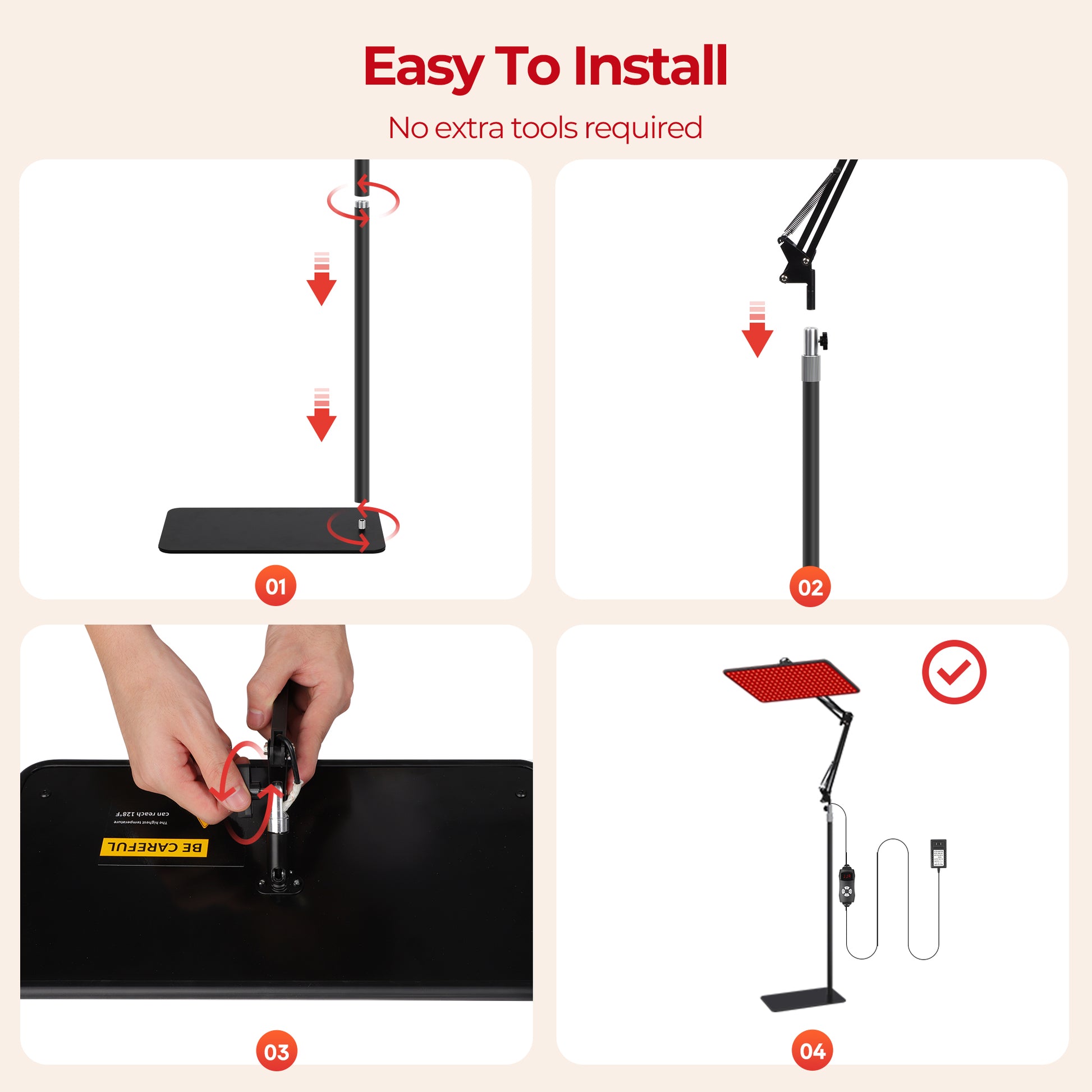 Morfone Red Light Lamp for Body Face,660nm 850nm 940nm Infrared Light device with Large Panel and Adjustable Stand, Gift for Women Mom Men, Black