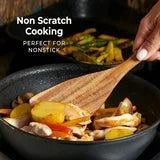 Wooden Spoons for Cooking - 9-Piece Wooden Kitchen Utensil Set made of Natural Solid Wood Material - Includes Spoons, Spatulas, Ladles, Strainer Spoon, Salad Fork, Mixing Spoon and Utensil Holder