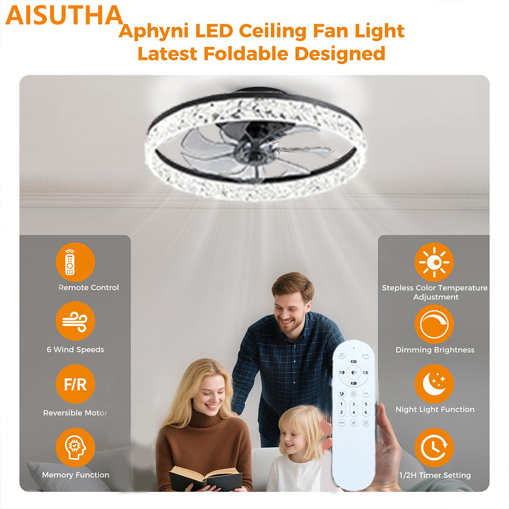 Beichen 20 Inch Ceiling Fan with Light, Dimmable Flush Mount Fandelier, Stepless Color Temperature, 6 Speeds, Remote Control for Bedroom, Living Room & Kitchen
