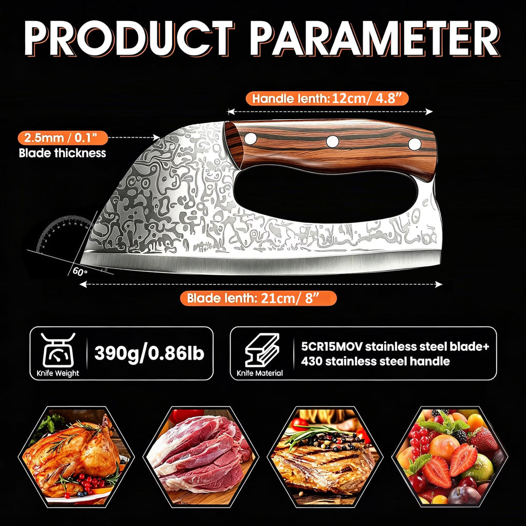 ACMETOP Kitchen Knife Meat Cleaver Knife Unique Effort Saving Chef Knife Professional Stainless Steel Butcher Knife for Meat Vegetable Father Mother Christmas Gift