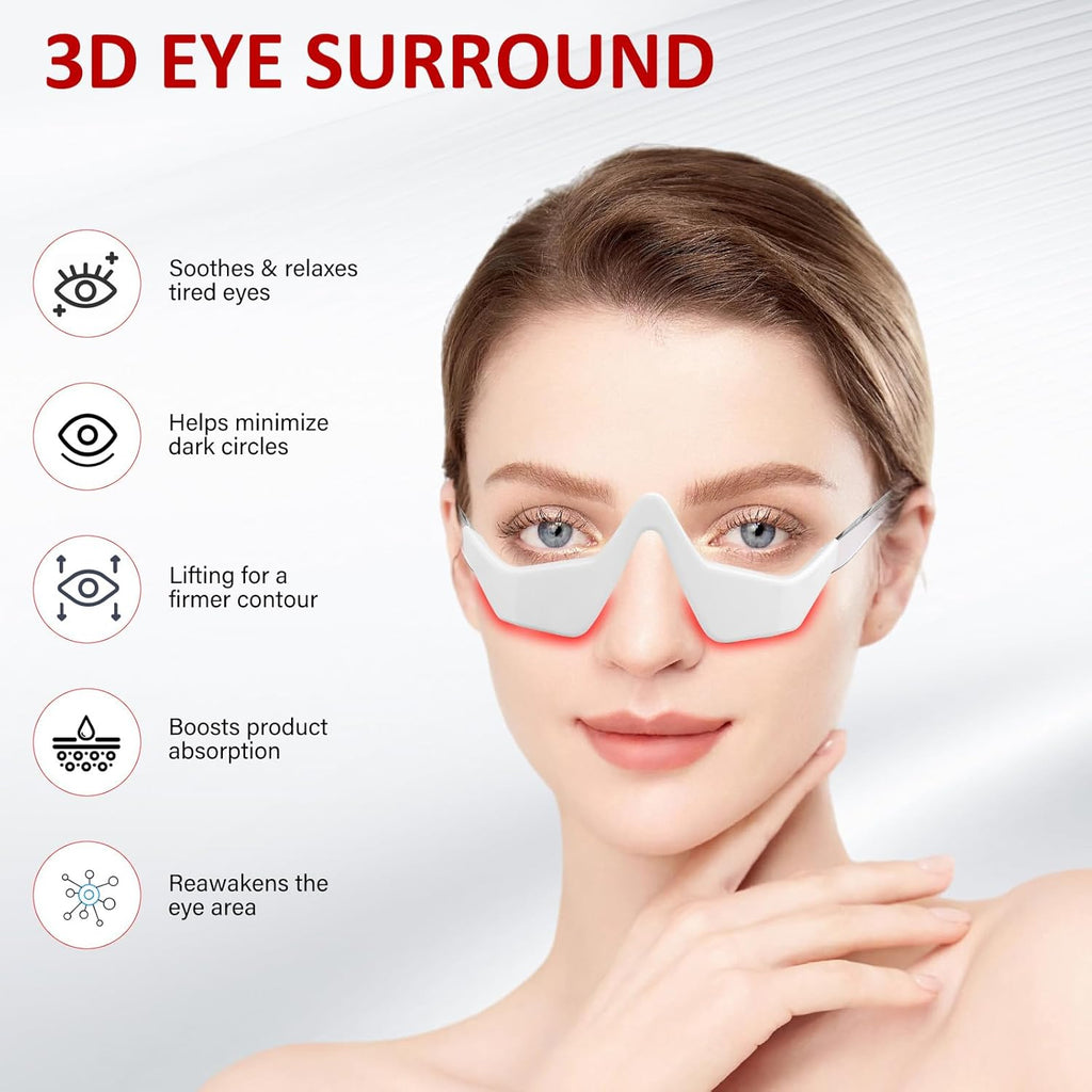 Morfone Red Light Mask for Eyes, 4 Modes Under-Eye Infrared Red Light Eye Mask, Portable Eye Massager for Men Women,White