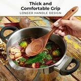 Wooden Spoons for Cooking - 9-Piece Wooden Kitchen Utensil Set made of Natural Solid Wood Material - Includes Spoons, Spatulas, Ladles, Strainer Spoon, Salad Fork, Mixing Spoon and Utensil Holder