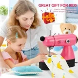 Mini Sewing Machine, Upgraded Electric Sewing Machine with Sewing Bag, Expansion Board, LED Light, Fast Stitch Suitable for Clothes,Jeans,Cutains,DIY Home Travel (Pink)