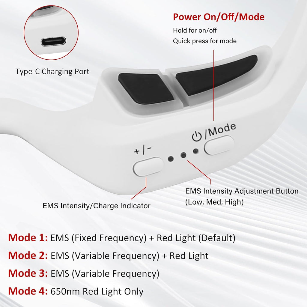 Morfone Red Light Mask for Eyes, 4 Modes Under-Eye Infrared Red Light Eye Mask, Portable Eye Massager for Men Women,White