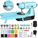 Mini Sewing Machine, Upgraded Electric Sewing Machine with Sewing Bag, Expansion Board, LED Light, Fast Stitch Suitable for Clothes,Jeans,Cutains,DIY Home Travel (Pink)
