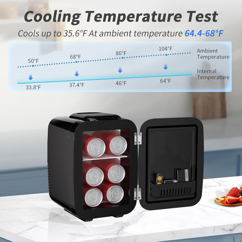 BEICHEN 4L Mini Skincare Fridge with LED Mirror – Portable Beauty Fridge for Makeup, Drinks, and Cosmetics – Quiet Small Refrigerator for Bedroom, Office, Dorm, or Car Use