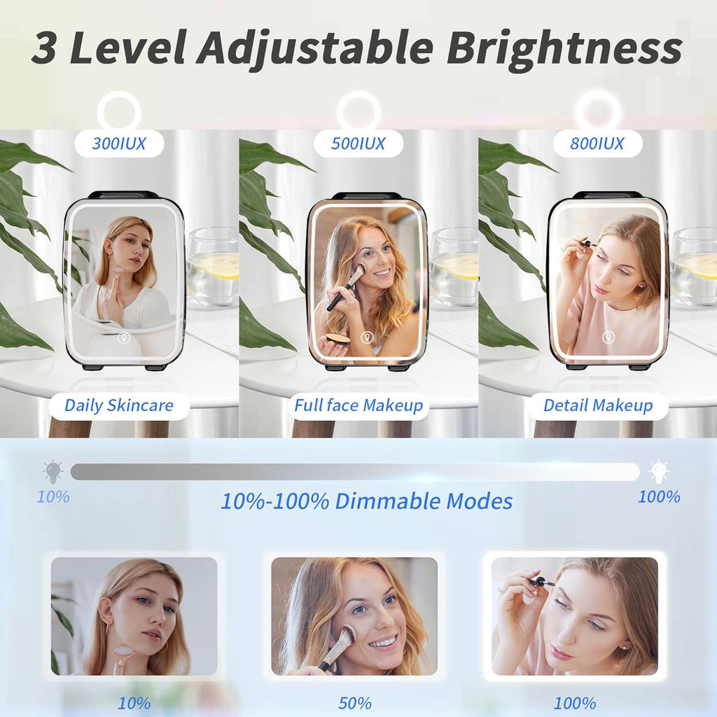 BEICHEN 4L Mini Skincare Fridge with LED Mirror – Portable Beauty Fridge for Makeup, Drinks, and Cosmetics – Quiet Small Refrigerator for Bedroom, Office, Dorm, or Car Use