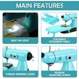 Mini Sewing Machine, Upgraded Electric Sewing Machine with Sewing Bag, Expansion Board, LED Light, Fast Stitch Suitable for Clothes,Jeans,Cutains,DIY Home Travel (Pink)