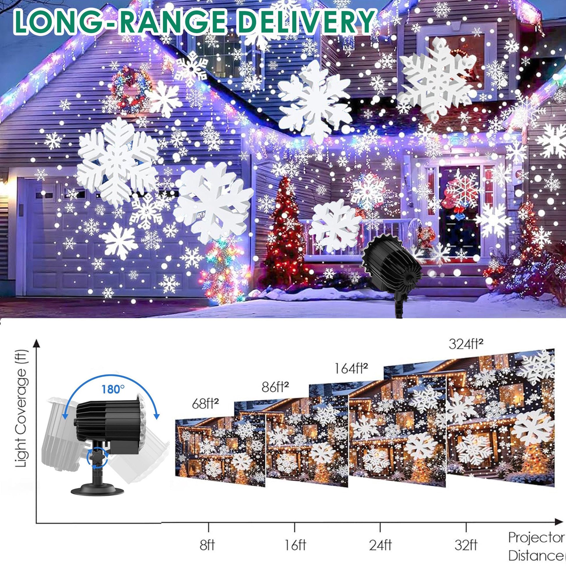 ACMETOP Christmas Projector Lights Outdoor, 3D Snowflake LED Projector Lights, IP65 Waterproof 9W High Brightness Outdoor Indoor for Christmas, New Year, Birthday Party and Garden Decoration