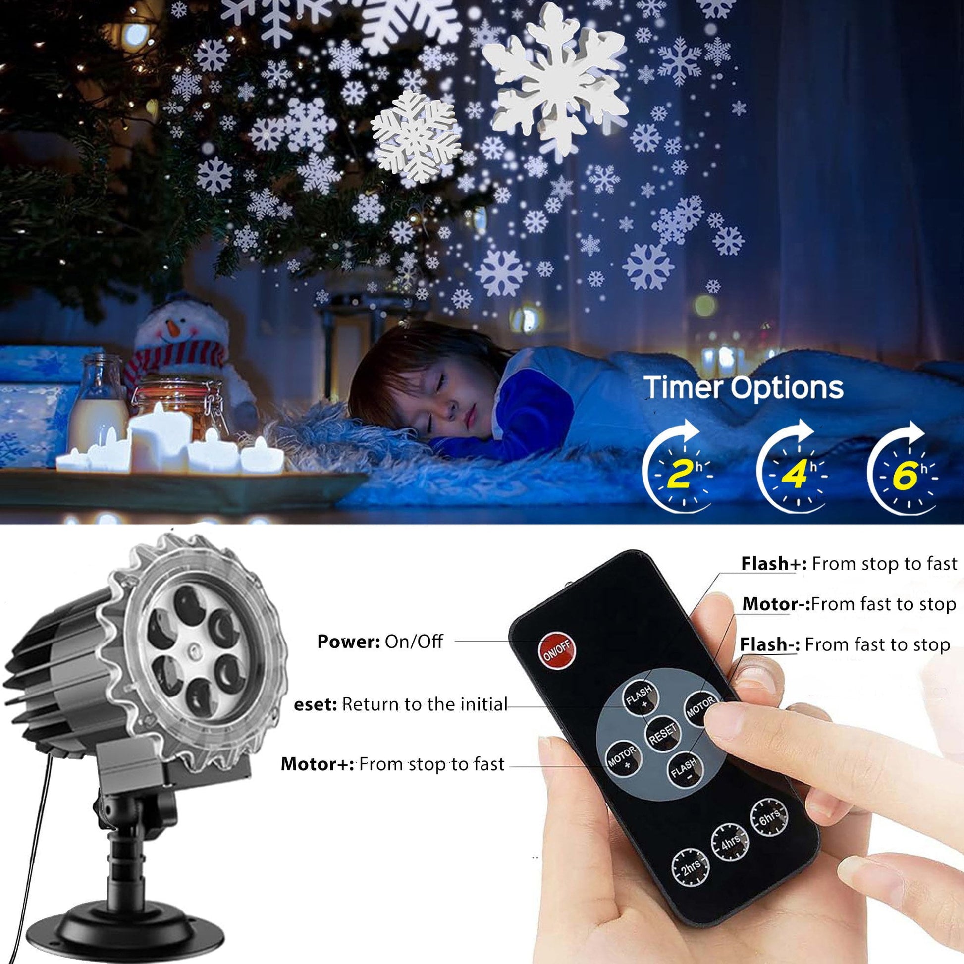 ACMETOP Christmas Projector Lights Outdoor, 3D Snowflake LED Projector Lights, IP65 Waterproof 9W High Brightness Outdoor Indoor for Christmas, New Year, Birthday Party and Garden Decoration
