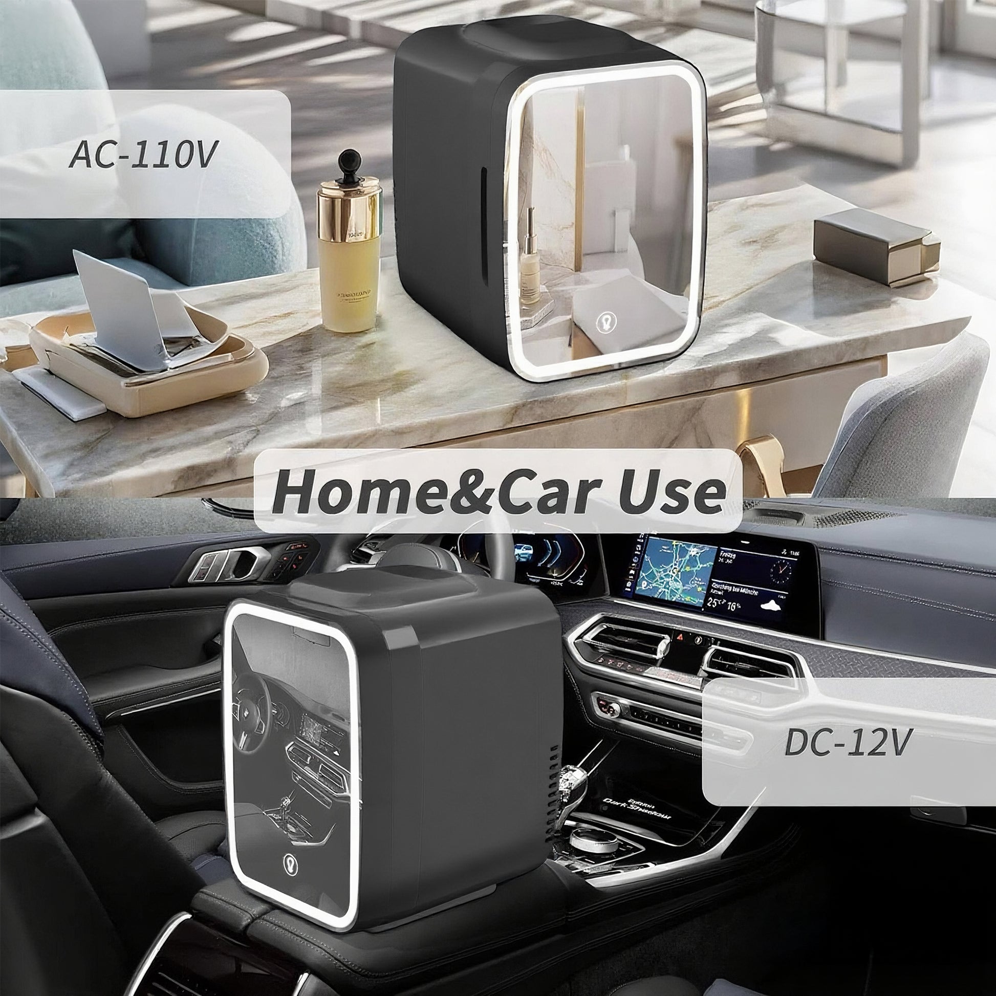 BEICHEN 4L Mini Skincare Fridge with LED Mirror – Portable Beauty Fridge for Makeup, Drinks, and Cosmetics – Quiet Small Refrigerator for Bedroom, Office, Dorm, or Car Use