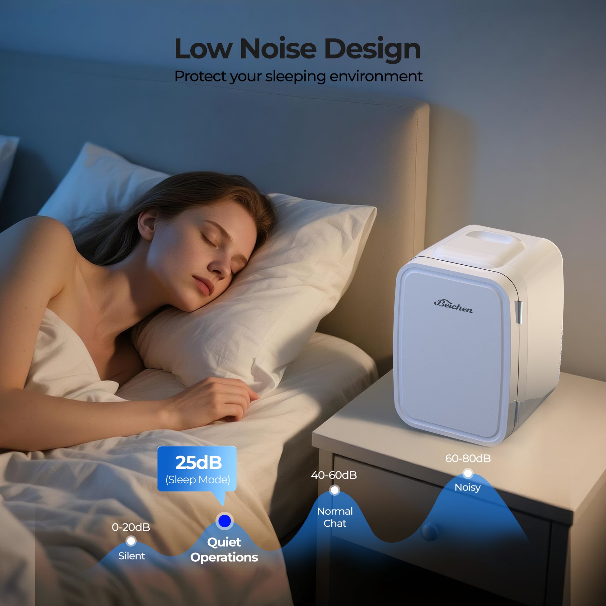 BEICHEN Mini Fridge, 4L/6 Can Small Refrigerator for Bedroom, Car, Office & Dorm,110V AC/ 12V DC Thermoelectric Cooler and Warmer for Cosmetics, Beverage and Food, Black