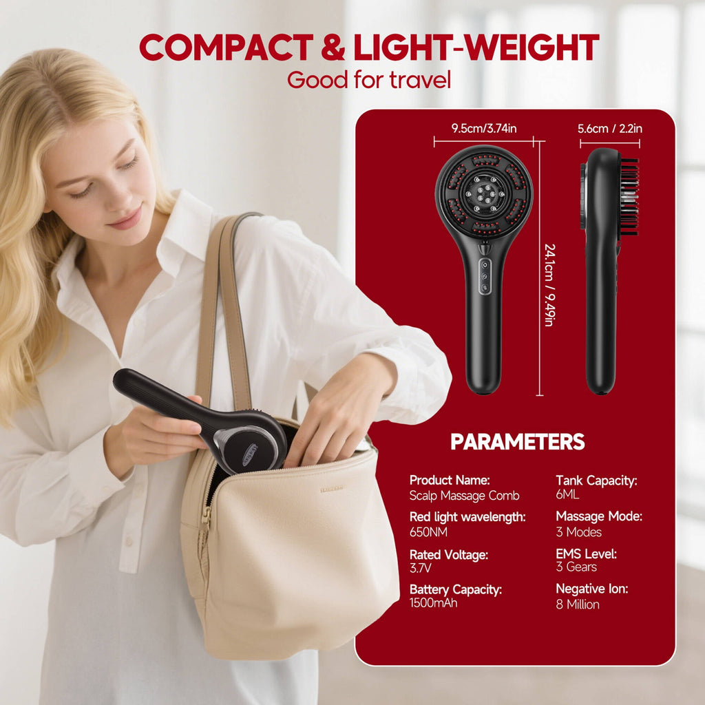 Morfone 3-in-1 Hair Oil Applicator, Electric Scalp Massager Brushes with Nano Mist Sprayer, 4 Massage Modes, Cordless Portable Hair Massager Comb for Men Women