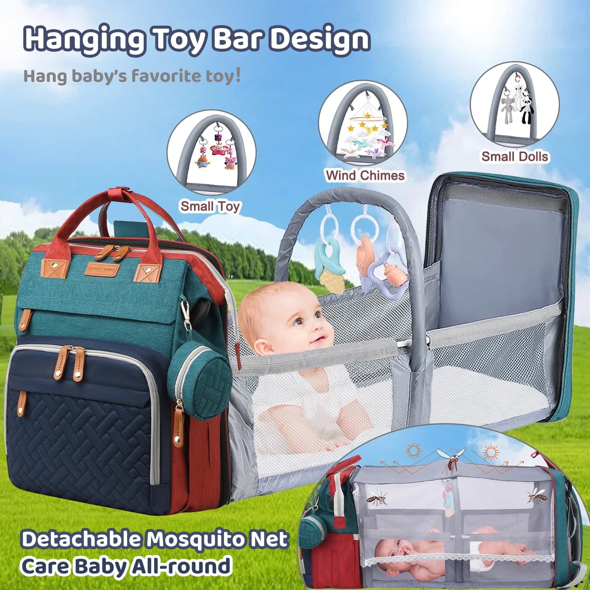 Morfone Baby Diaper Bag Backpack with Changing Station, Large Capacity Baby Bag, Waterproof Travel Backpack with USB Charging Port, Stroller Straps , Baby Shower Gifts