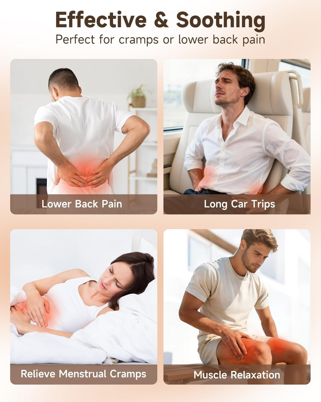 Morfone Cordless Heating Pad with Massager for Back, Portable Lower Back Massager with 3 Heat & 3 Vibration, Wearable Heat Belt Gift for Women Men,Gray