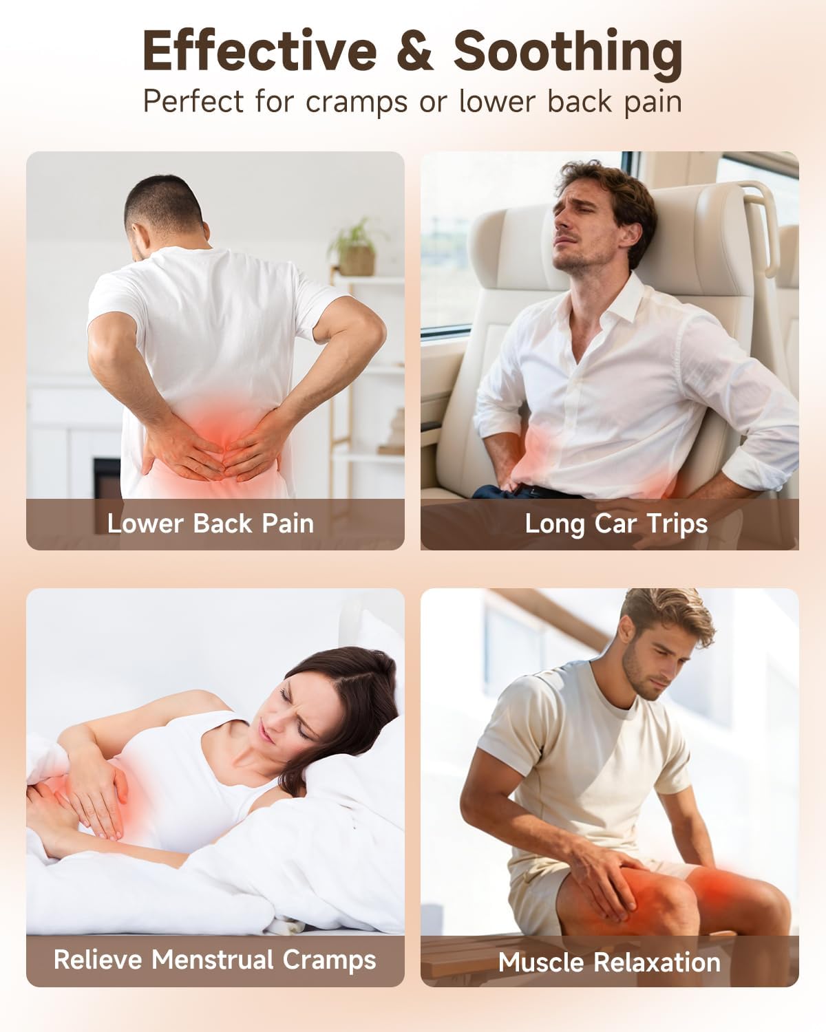 Morfone Cordless Heating Pad with Massager for Back, Portable Lower Back Massager with 3 Heat & 3 Vibration, Wearable Heat Belt Gift for Women Men,Gray