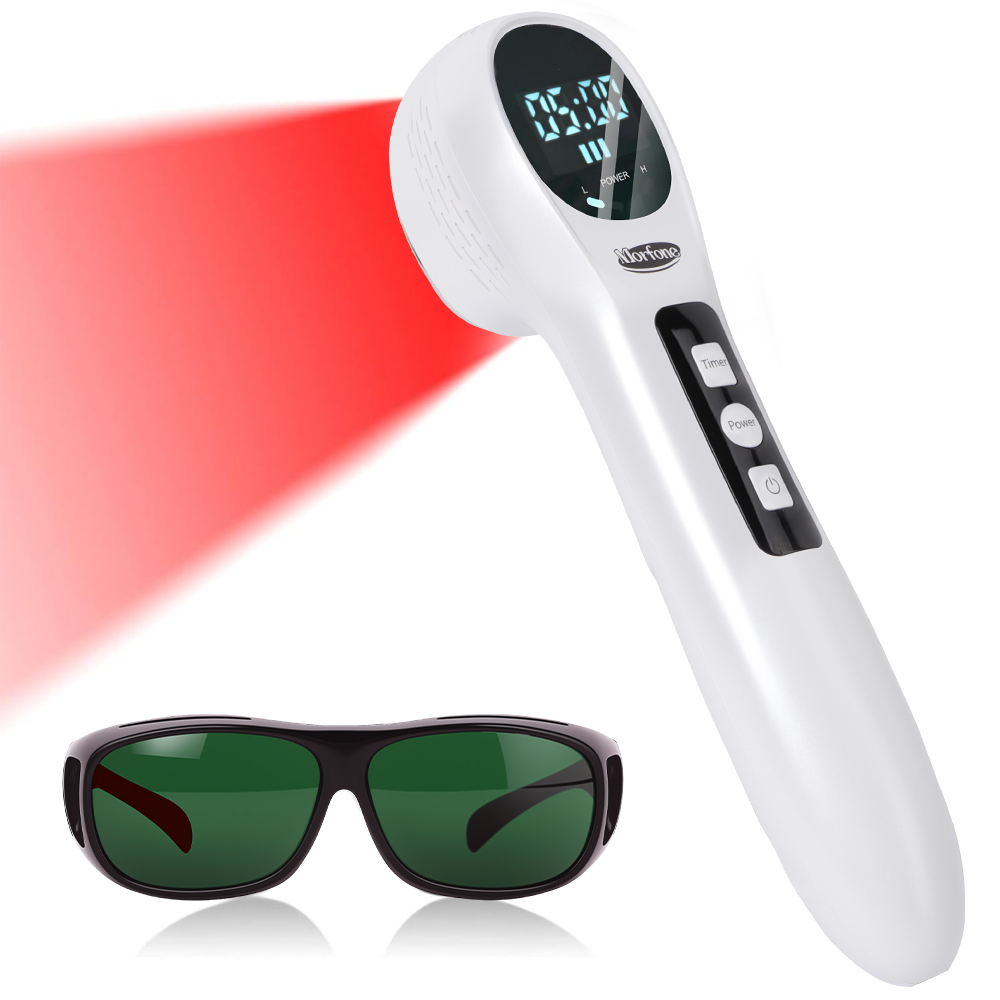 Morfone 5 x 808nm + 12 x 650nm Handheld Red Light Therapy Device - Featuring 4 brightness levels and 4 timer settings