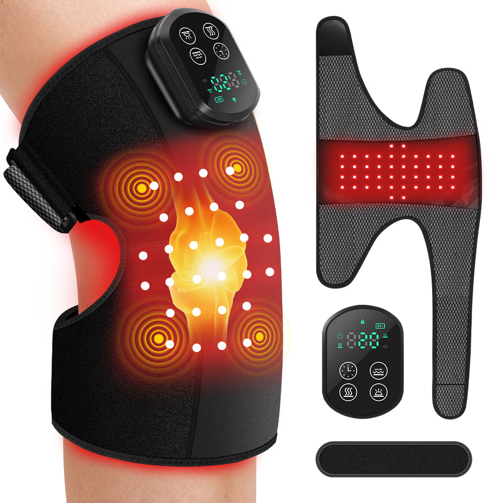 Morfone 5000mAh 660nm 850nm Infrared Red Light Therapy Device Knee Therapy Wrap 3 Vibration Modes & 4 Heating Levels