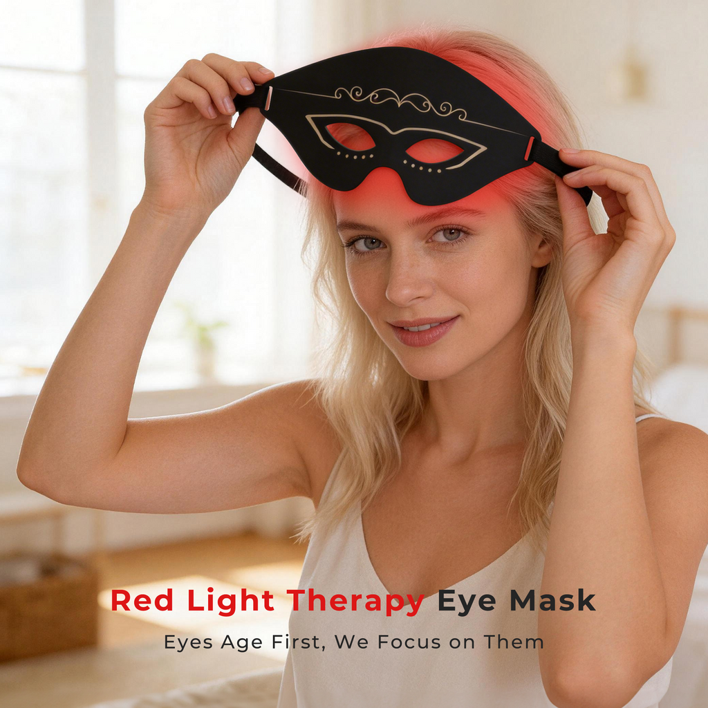 Morfone Reduces wrinkles around the eyes and relieves fatigue. Red light eye care mask with 3 modes, black, 1 piece