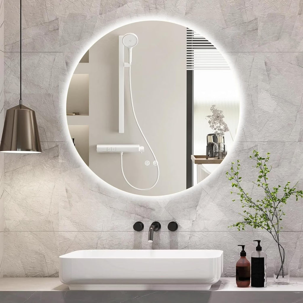 Anoak Round Black Mirror, 30 Inch Circle Black Mirror, Metal Frame Round Wall Mounted Mirrors for Bathroom, Living Room, Bedroom, Entryway, Vanity