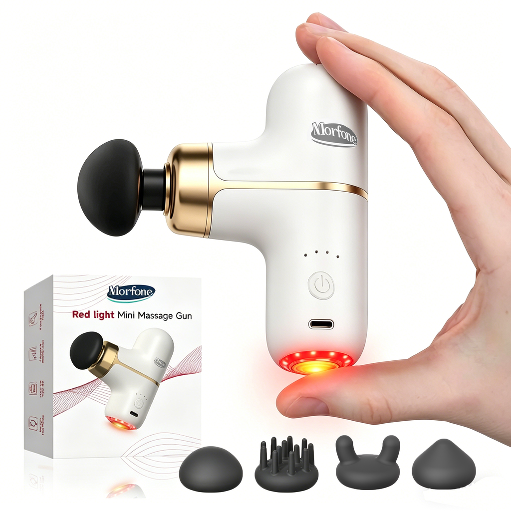 Morfone Red Light Therapy provides fast relief from muscle soreness and exercise fatigue. Red light massager, white