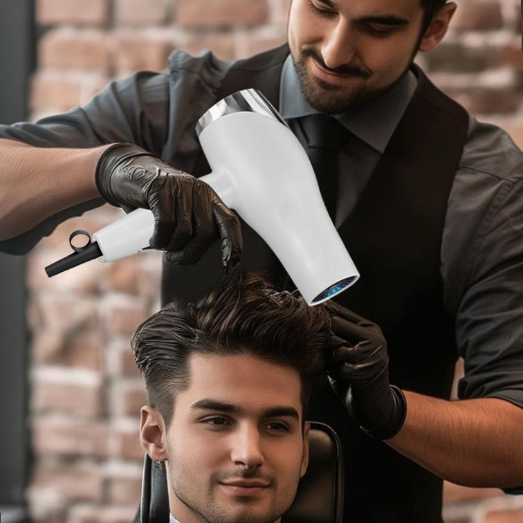 Morfone White 9-piece foldable hair dryer set. Portable hair styling tool for home, travel or business trips. Can be used as a gift set
