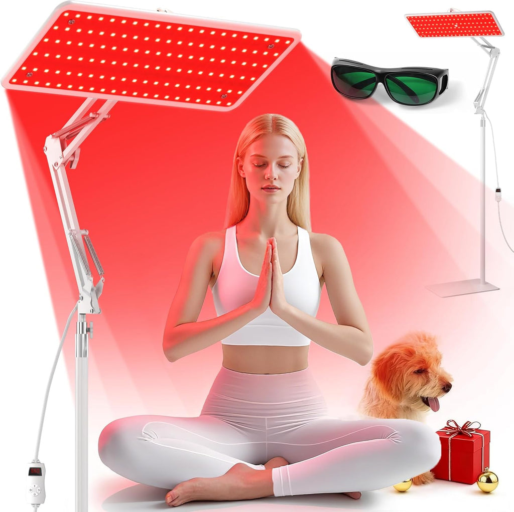 Morfone Red Light Lamp for Body Face,660nm 850nm 940nm Infrared Light device with Large Panel and Adjustable Stand, Gift for Women Mom Men,White